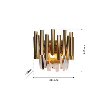Krištáľové nástenné svietidlo MADISON 2xE14/40W/230V zlatá