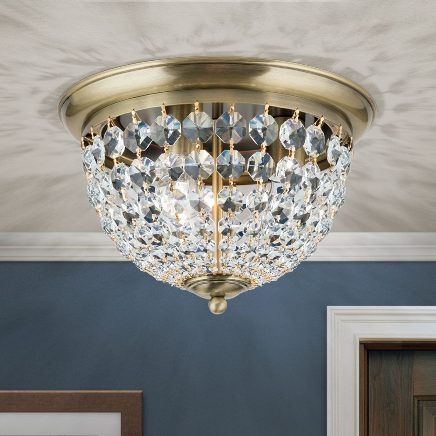 Krištáľové stropné svietidlo PLAFOND 3xE27/40W/230V pr. 35 cm bronz