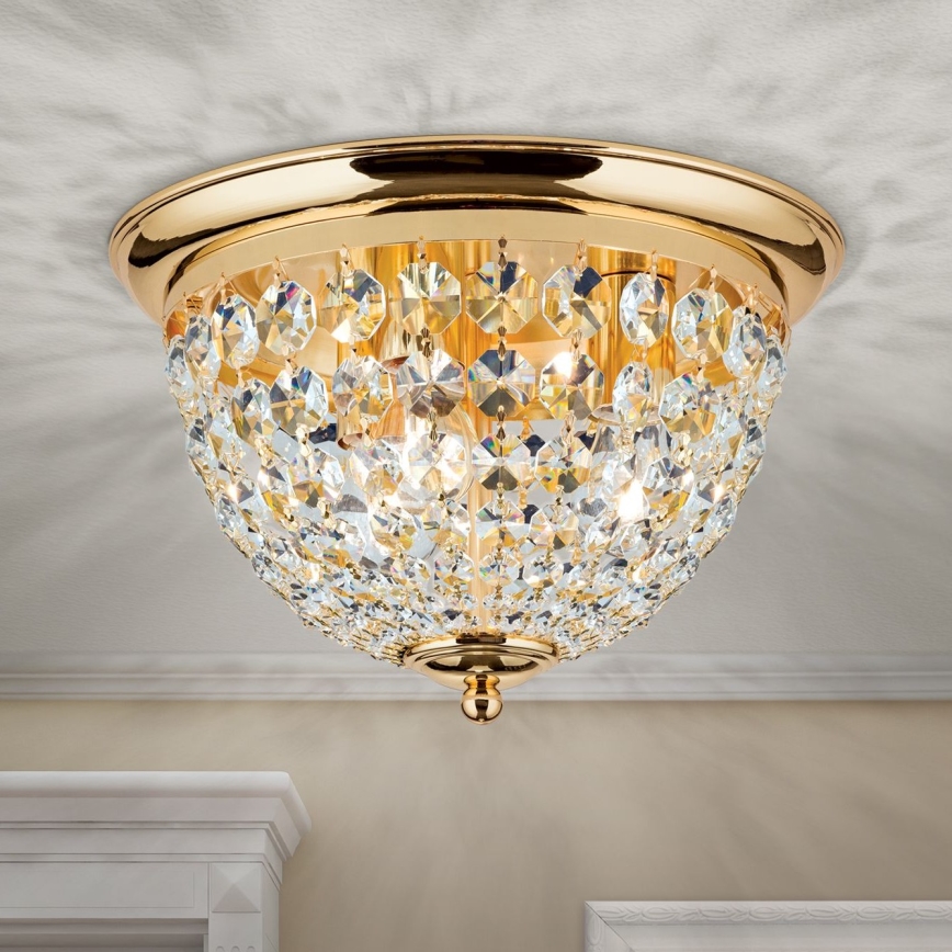 Krištáľové stropné svietidlo PLAFOND 3xE27/40W/230V pr. 35 cm zlatá