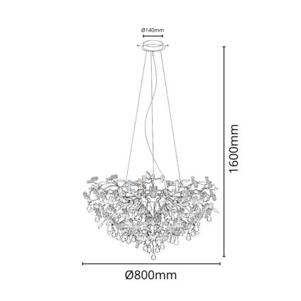 Krištáľový luster na lanku 13xG9/40W/230V lesklý chróm