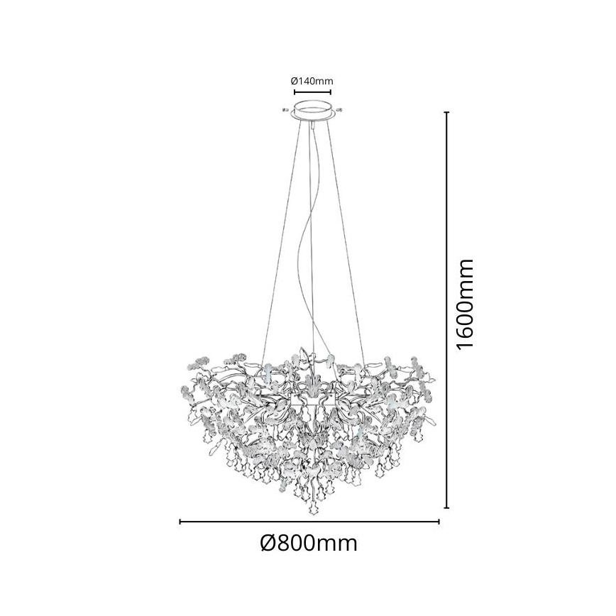Krištáľový luster na lanku 13xG9/40W/230V lesklý chróm