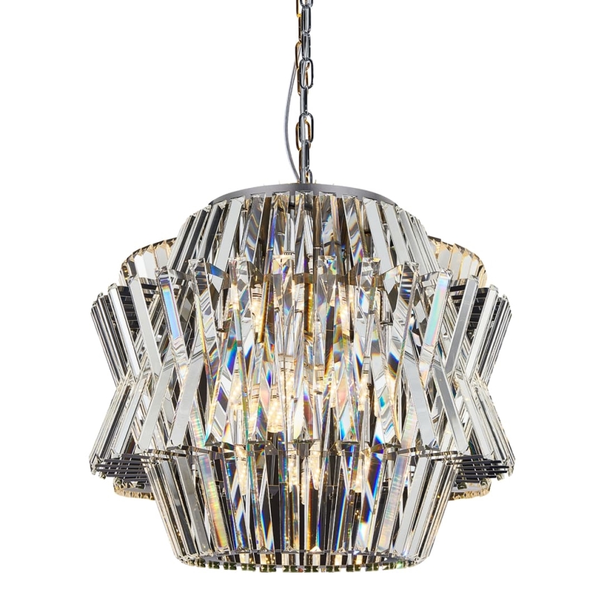 Krištáľový luster na reťazi CROWN 12xE14/40W/230V lesklý chróm
