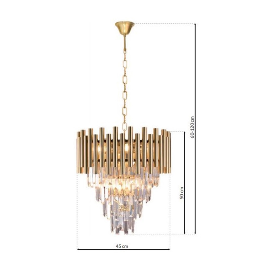 Krištáľový luster na reťazi MADISON 9xE14/40W/230V zlatá