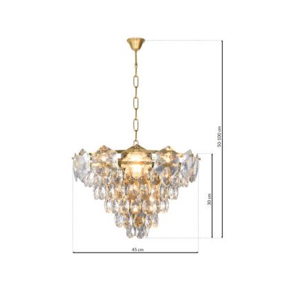 Krištáľový luster na reťazi SELENA 6xE14/40W/230V zlatá