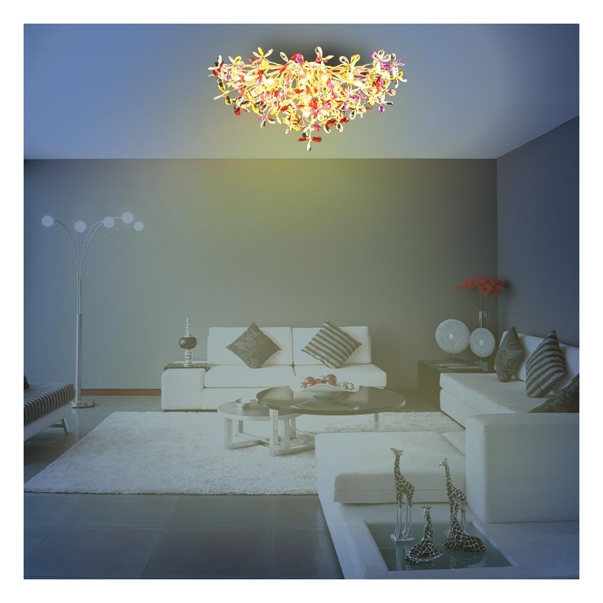 Krištáľový prisadený luster 12xG9/40W/230V pestrofarebná