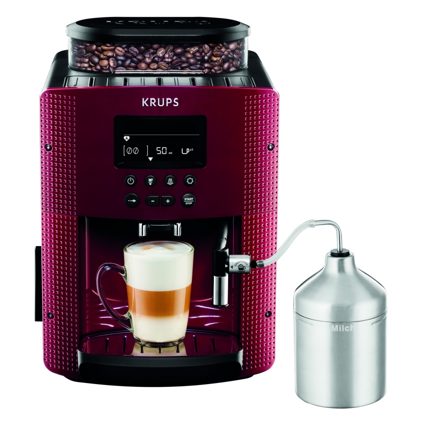 Krups - Automatický kávovar s nádobou na mlieko ESSENTIAL 1450W/230V červená