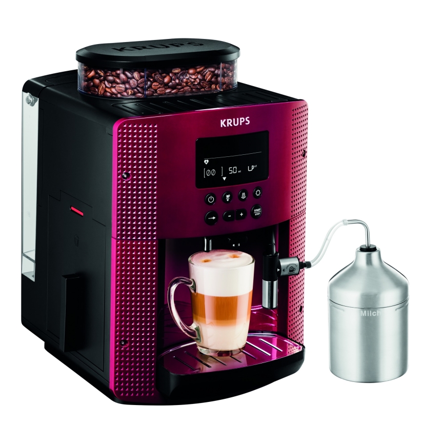 Krups - Automatický kávovar s nádobou na mlieko ESSENTIAL 1450W/230V červená