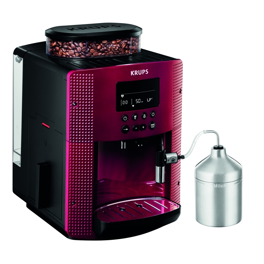 Krups - Automatický kávovar s nádobou na mlieko ESSENTIAL 1450W/230V červená