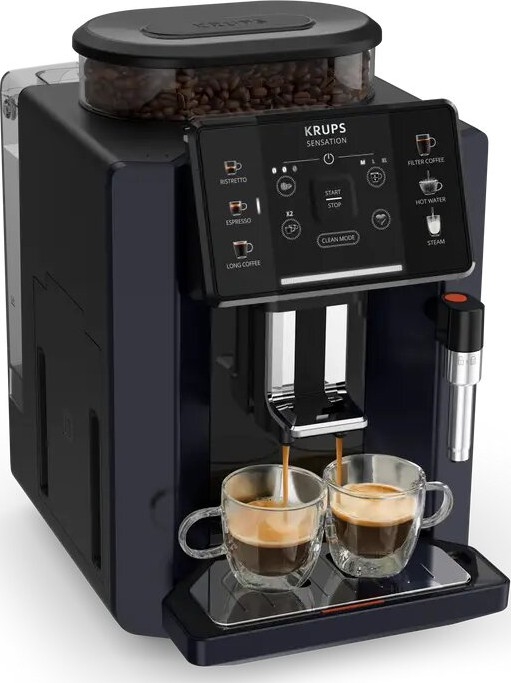 Krups - Automatický kávovar s nádobou na mlieko SENSATION 1450W/230V čierna