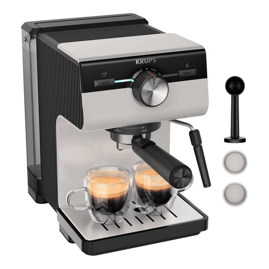 Krups - Pákový kávovar na dva hrnčeky AUTHENTIC 1450W/230V šedá