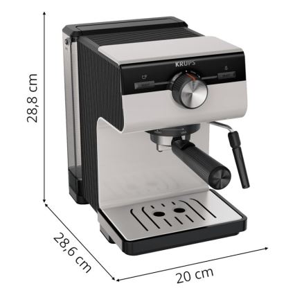 Krups - Pákový kávovar na dva hrnčeky AUTHENTIC 1450W/230V šedá