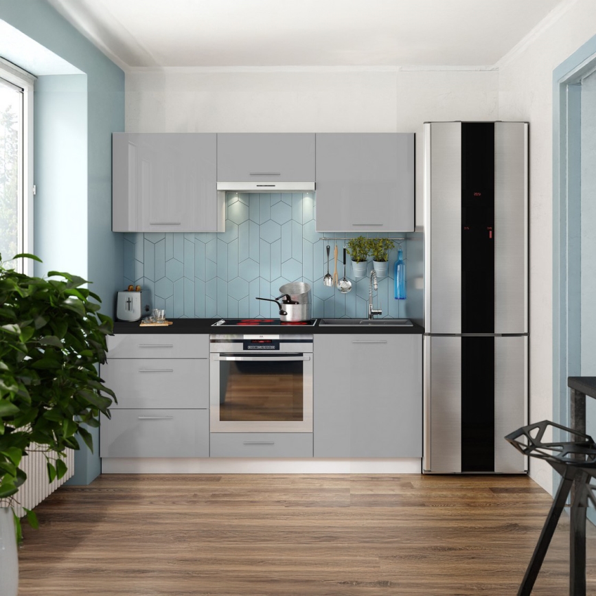 Kuchynská linka CELESTE 180 cm lesklá sivá