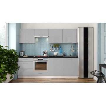 Kuchynská linka CELESTE 240 cm lesklá sivá