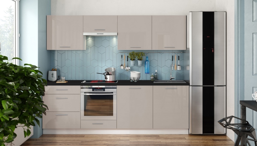 Kuchynská linka CELESTE 240 cm lesklá taupe