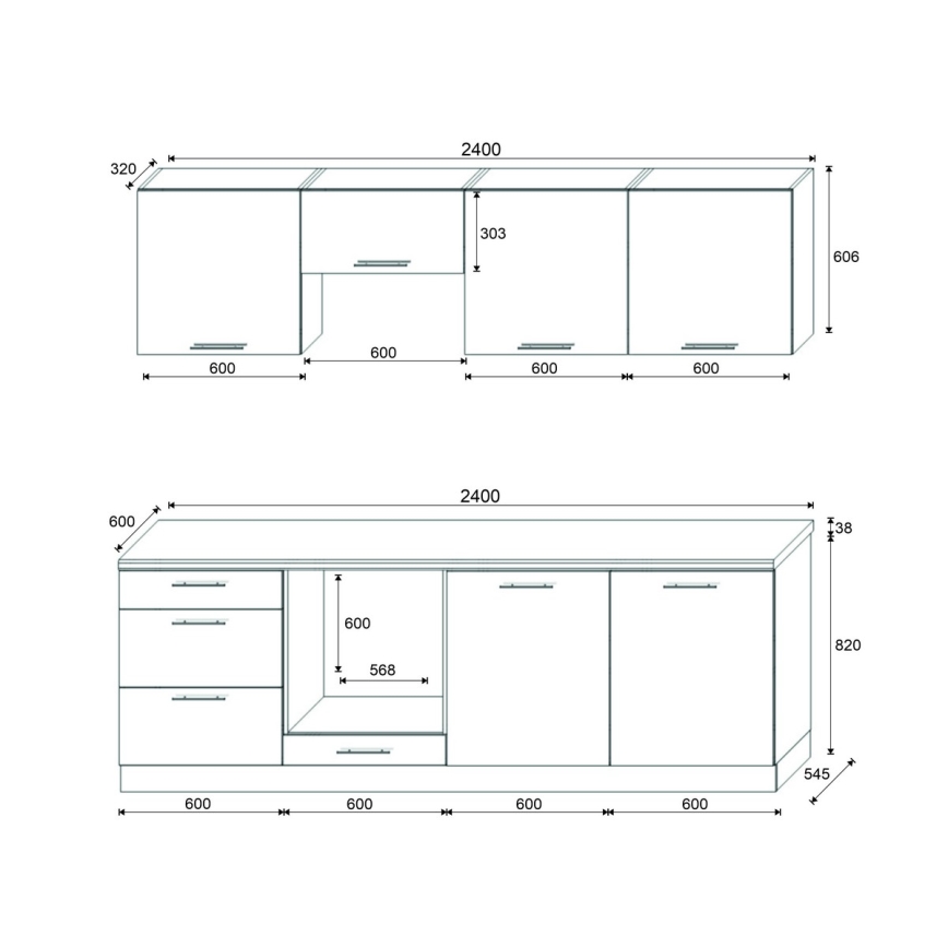 Kuchynská linka CELESTE 240 cm lesklá taupe
