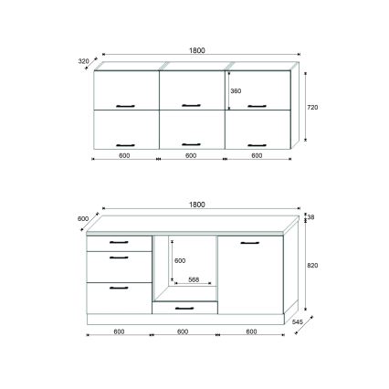 Kuchynská linka ELISE 180 cm, grafit