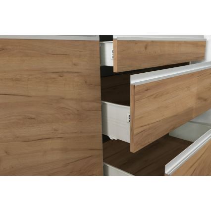 Kuchynská linka MARINA 180 cm, dub craft/lesklá biela