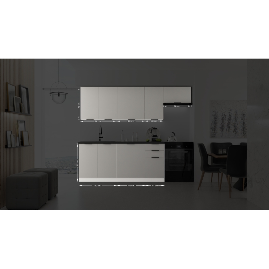 Kuchynská linka PEARL 240 cm sivá