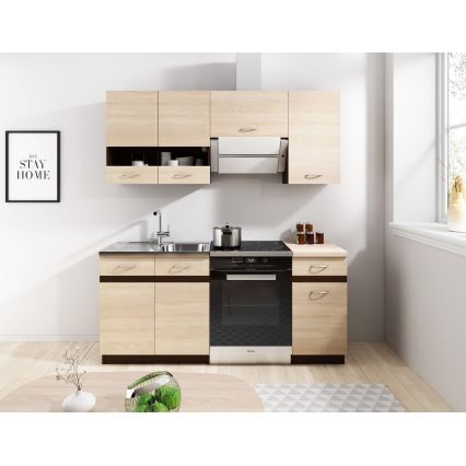 Kuchynská linka VALERIA 180 cm hnedá/dub sonoma
