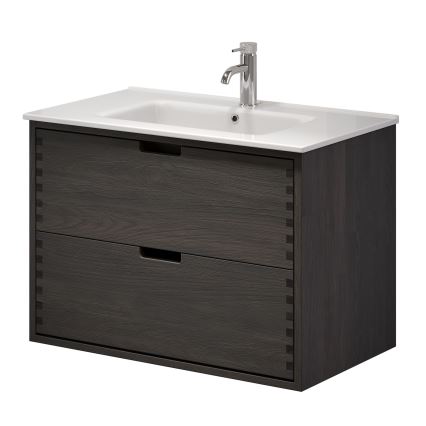Kúpeľňová skrinka s umývadlom GRIBSKOV 80 cm hnedá/dub/biela