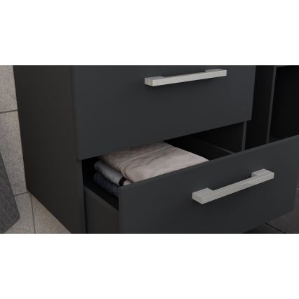 Kúpeľňová skrinka s umývadlom KATE + zrkadlová skrinka + nástenná skrinka antracit