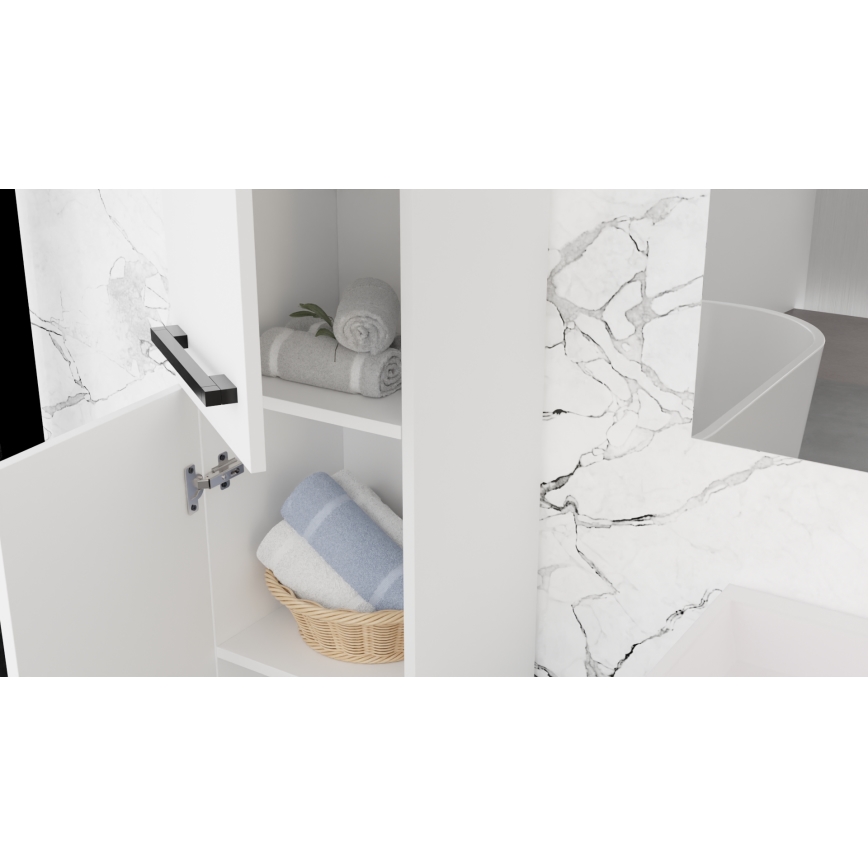 Kúpeľňová skrinka s umývadlom KATE + zrkadlová skrinka + závesná skrinka biela