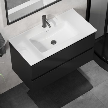 Kúpeľňová skrinka s umývadlom KENWOOD 91 cm čierna/biela