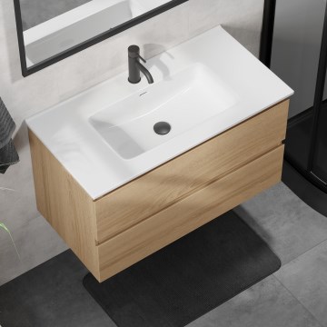Kúpeľňová skrinka s umývadlom KENWOOD 91 cm dub/biela