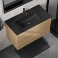Kúpeľňová skrinka s umývadlom KENWOOD 91 cm dub/čierna