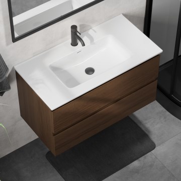Kúpeľňová skrinka s umývadlom KENWOOD 91 cm orech/biela