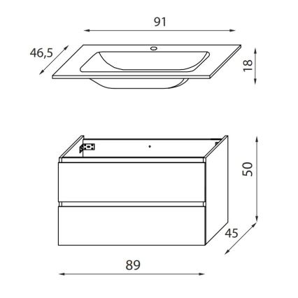 Kúpeľňová skrinka s umývadlom KENWOOD 91 cm orech