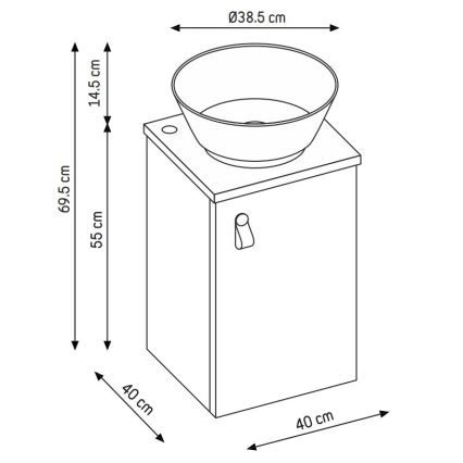 Kúpeľňová skrinka s umývadlom TAARNHOLM čierna