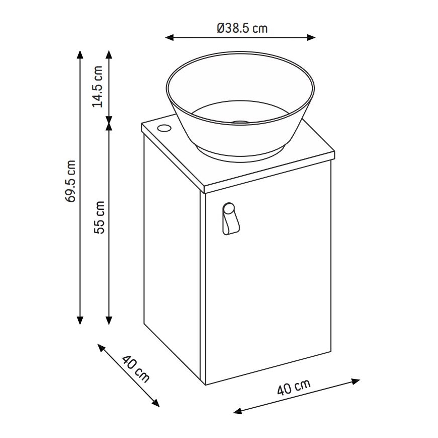 Kúpeľňová skrinka s umývadlom TAARNHOLM sivá