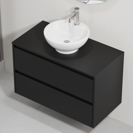 Kúpeľňová skrinka s umývadlom TRONDHEIM/DRAMMEN 90x57x46 cm čierna/biela