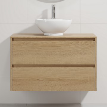 Kúpeľňová skrinka s umývadlom TRONDHEIM/DRAMMEN 90x57x46 cm dub/biela