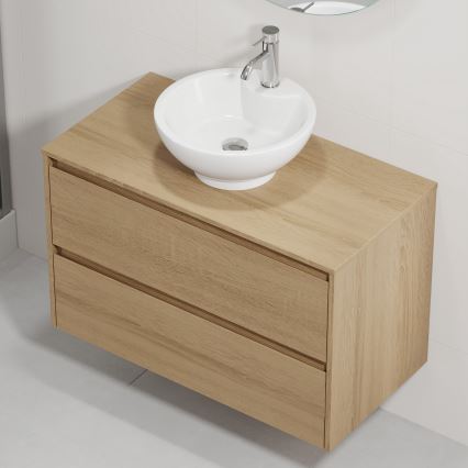 Kúpeľňová skrinka s umývadlom TRONDHEIM/DRAMMEN 90x57x46 cm dub/biela