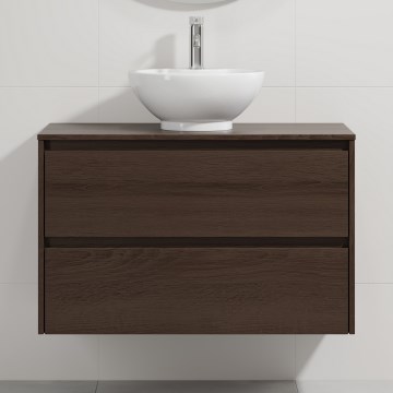 Kúpeľňová skrinka s umývadlom TRONDHEIM/DRAMMEN 90x57x46 cm orech/biela