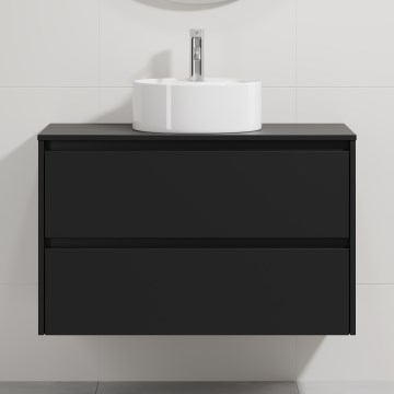 Kúpeľňová skrinka s umývadlom TRONDHEIM/VIKEDAL 90x57x46 cm čierna/biela