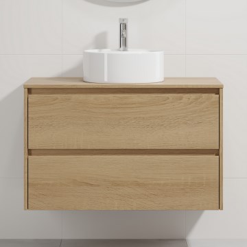 Kúpeľňová skrinka s umývadlom TRONDHEIM/VIKEDAL 90x57x46 cm dub/biela