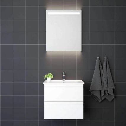 Kúpeľňová skrinka s umývadlom VEDO + LED zrkadlo LED/10W/230V IP44 biela