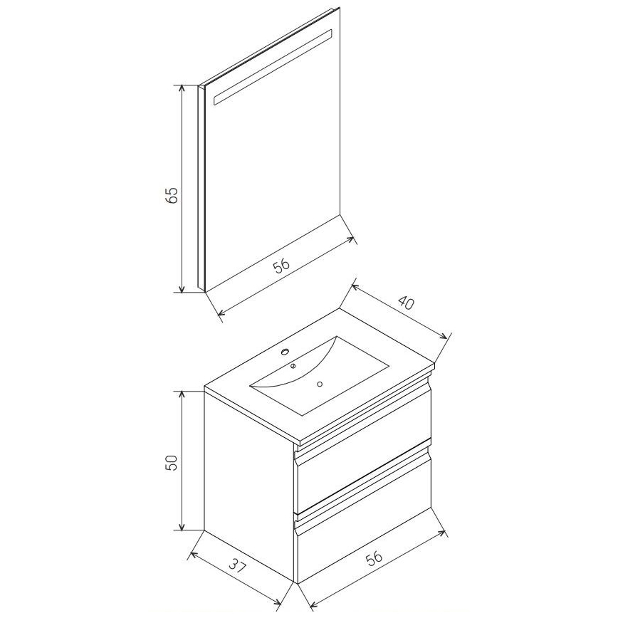 Kúpeľňová skrinka s umývadlom VEDO + LED zrkadlo LED/10W/230V IP44 sivá