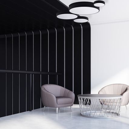 Kúpeľňové stropné svietidlo CLEO so snímačom, 2×E27, 24 W, 230 V, priemer 30 cm, čierne, IP54