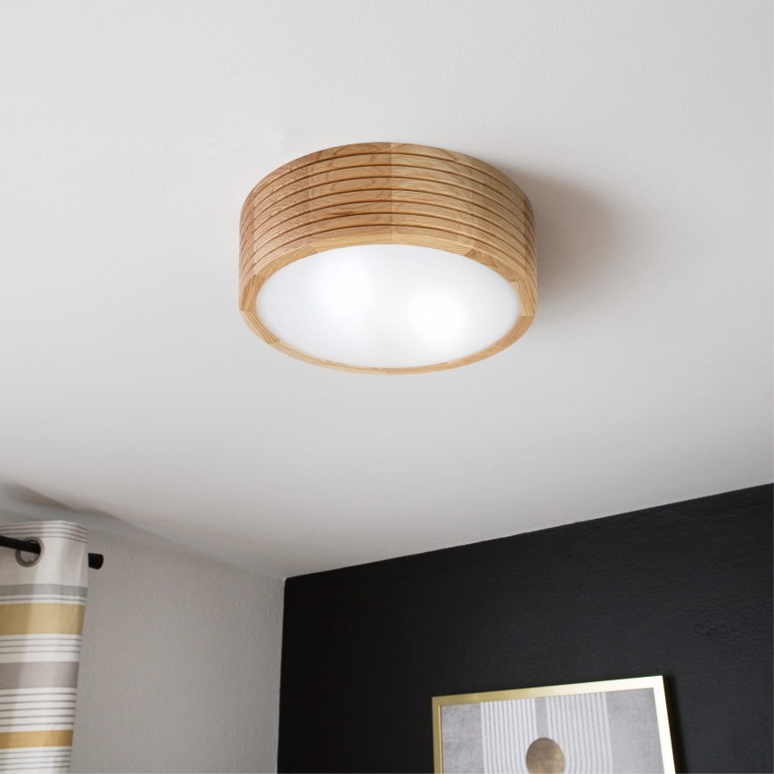 Kúpeľňové stropné svietidlo LINARO 2xE27/15W/230V IP54 dub priemer 27 cm