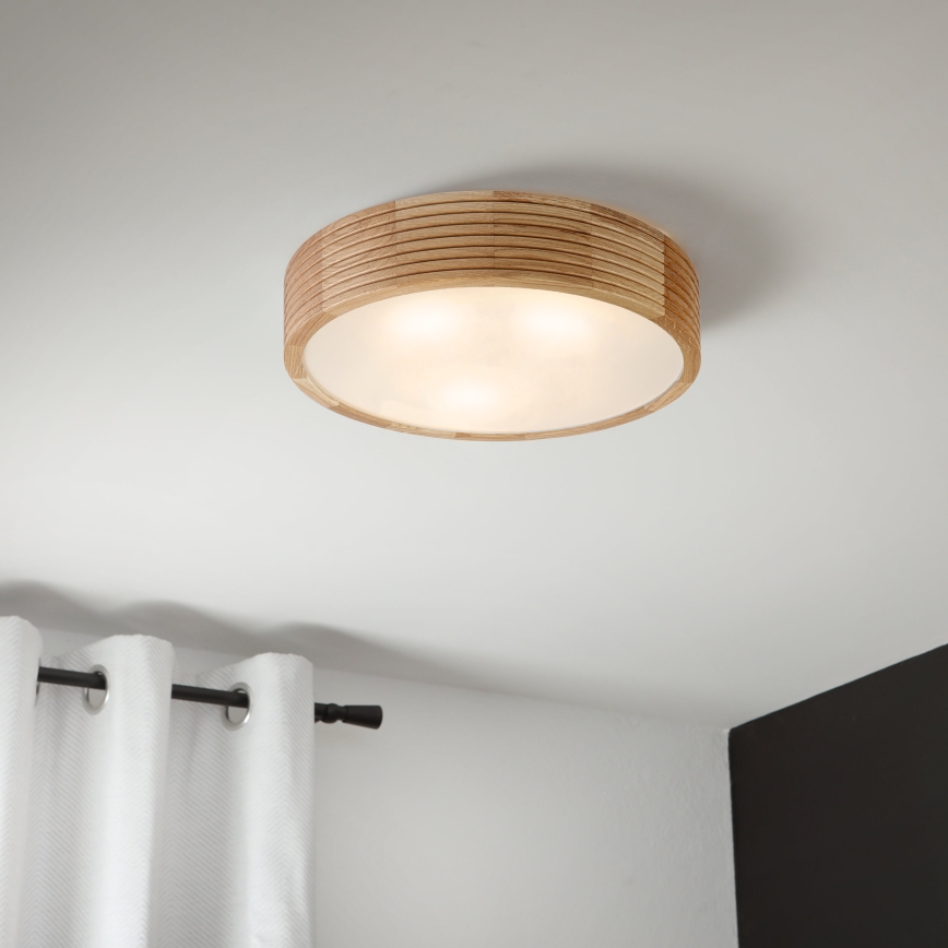 Kúpeľňové stropné svietidlo LINARO 3xE27/15W/230V IP54 dubový, priemer 37 cm