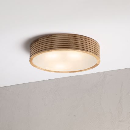 Kúpeľňové stropné svietidlo LINARO 3xE27/15W/230V IP54 dubový, priemer 37 cm