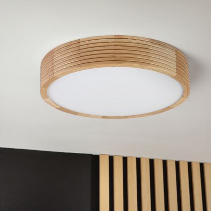 Kúpeľňové stropné svietidlo LINARO 3xE27/15W/230V IP54 dubový, priemer 37 cm
