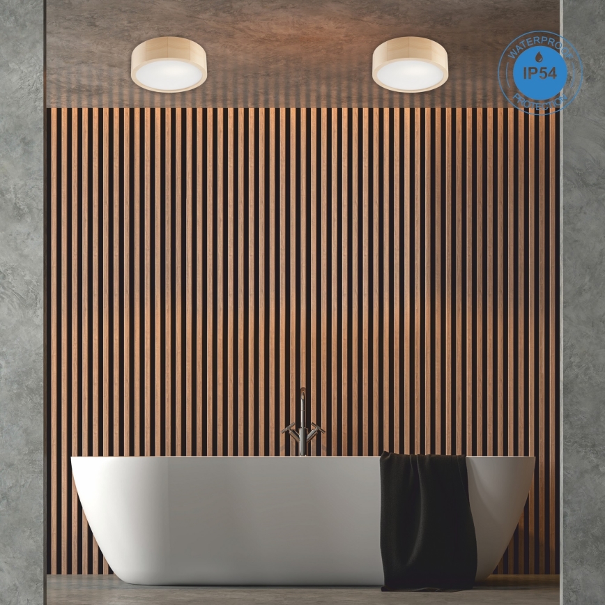 Kúpeľňové stropné svietidlo NATURAL 2xE27/15W/230V IP54 borovica ø 27 cm - FSC certifikované