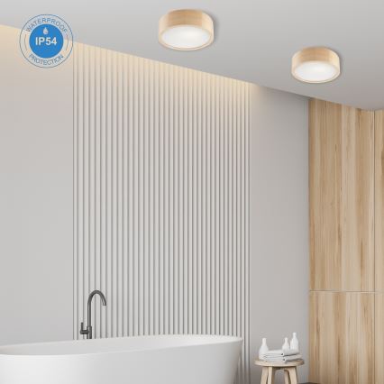 Kúpeľňové stropné svietidlo NATURAL 2xE27/15W/230V IP54 borovica ø 27 cm - FSC certifikované