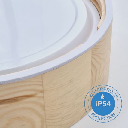 Kúpeľňové stropné svietidlo NATURAL 2xE27/15W/230V IP54 borovica ø 27 cm - FSC certifikované