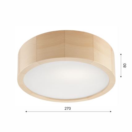 Kúpeľňové stropné svietidlo NATURAL 2xE27/15W/230V IP54 borovica ø 27 cm - FSC certifikované